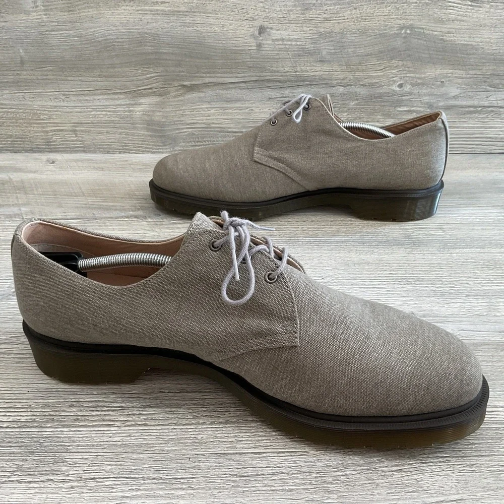 Dr Doc Martens Lester 3 Eye Canvas Oxford Casual Dress Shoes Gray Men's Size 14
